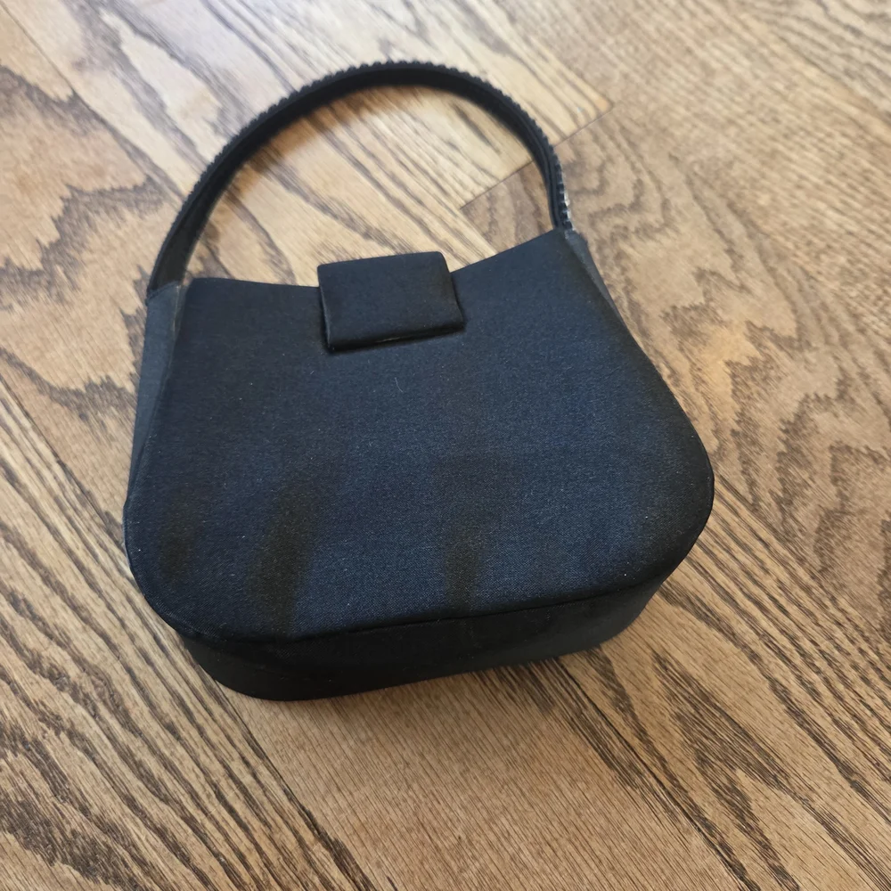 Claire's Black Mini Bag with Embellished Rhinestone Handle